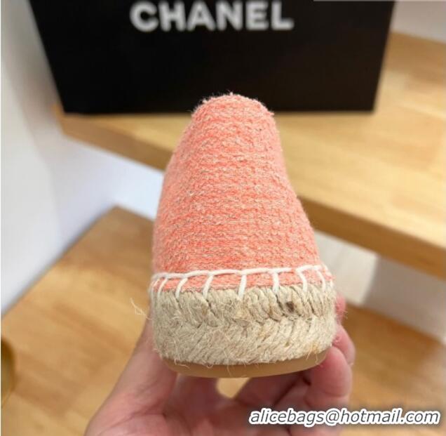 Top Grade Chanel Cotton Tweed Espadrilles with CC Pink 328094