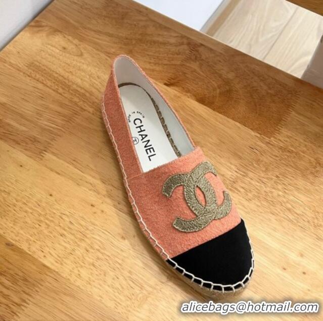 Top Grade Chanel Cotton Tweed Espadrilles with CC Pink 328094