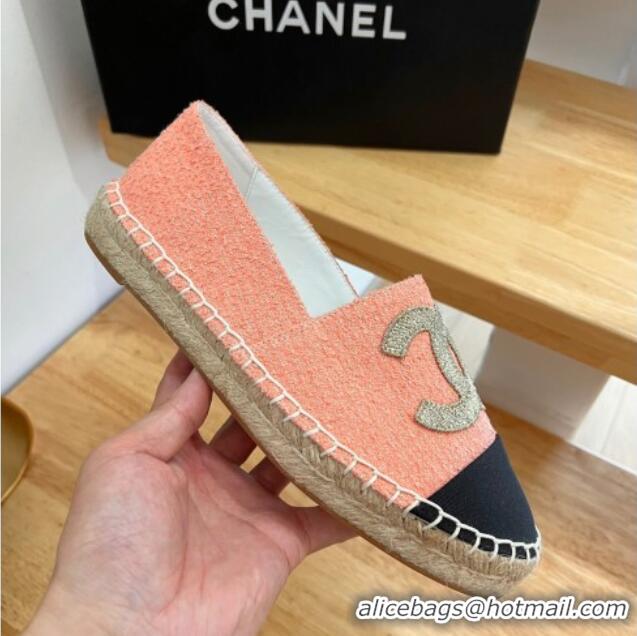 Top Grade Chanel Cotton Tweed Espadrilles with CC Pink 328094