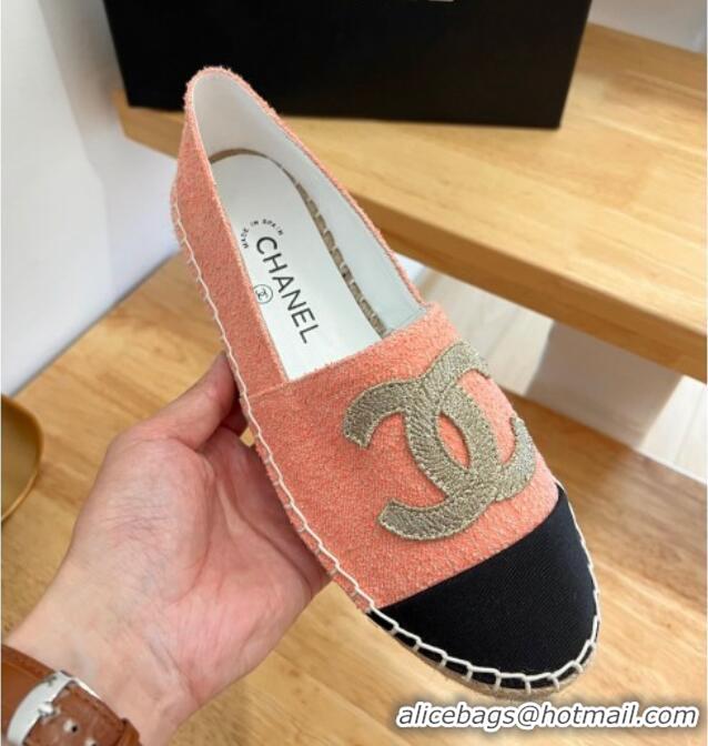 Top Grade Chanel Cotton Tweed Espadrilles with CC Pink 328094