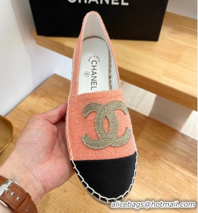 Top Grade Chanel Cotton Tweed Espadrilles with CC Pink 328094