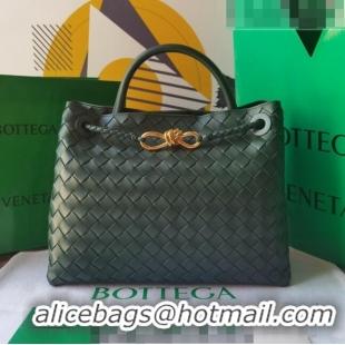 Buy Inexpensive Bottega Veneta Medium Andiamo Top Handle Bag in Intrecciato Leather 743572 Inkwell Green 2023