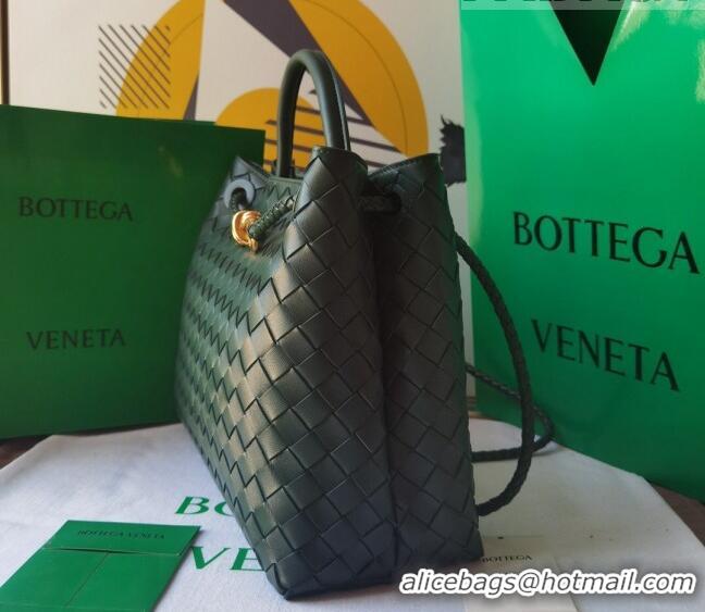 Buy Inexpensive Bottega Veneta Medium Andiamo Top Handle Bag in Intrecciato Leather 743572 Inkwell Green 2023