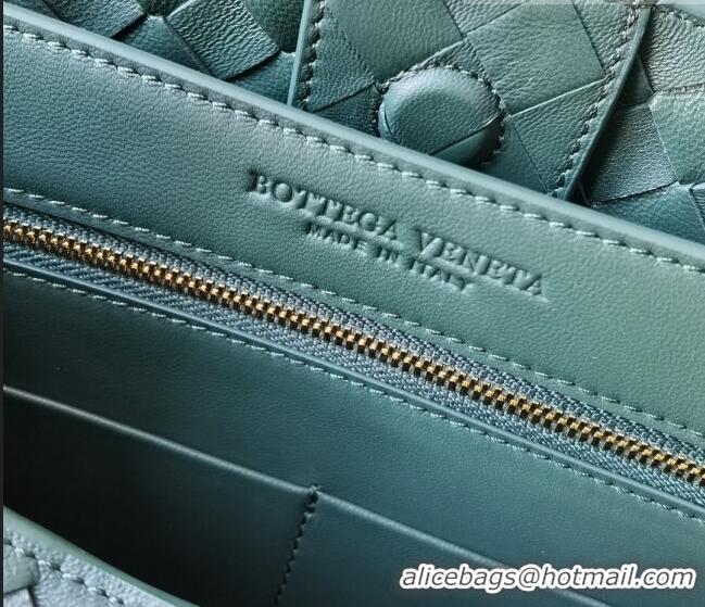 Buy Inexpensive Bottega Veneta Medium Andiamo Top Handle Bag in Intrecciato Leather 743572 Inkwell Green 2023