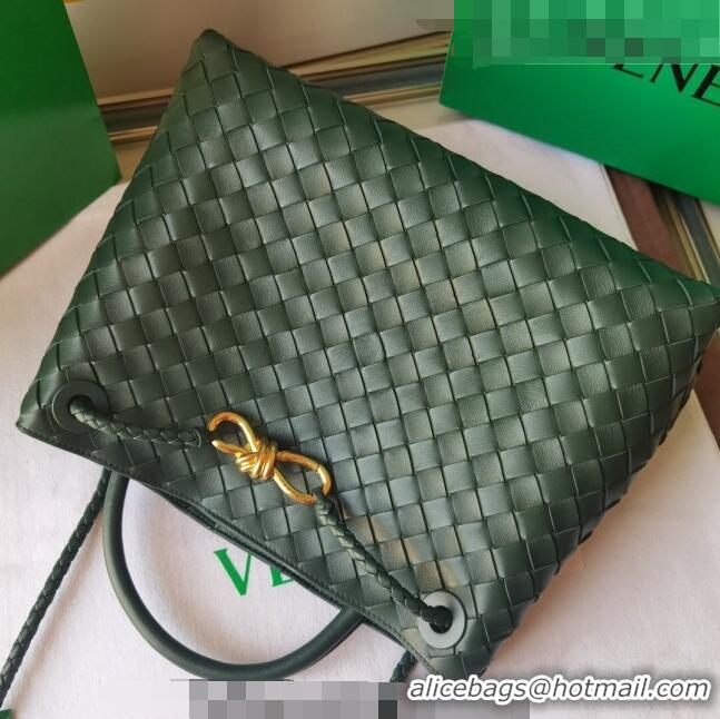 Buy Inexpensive Bottega Veneta Medium Andiamo Top Handle Bag in Intrecciato Leather 743572 Inkwell Green 2023