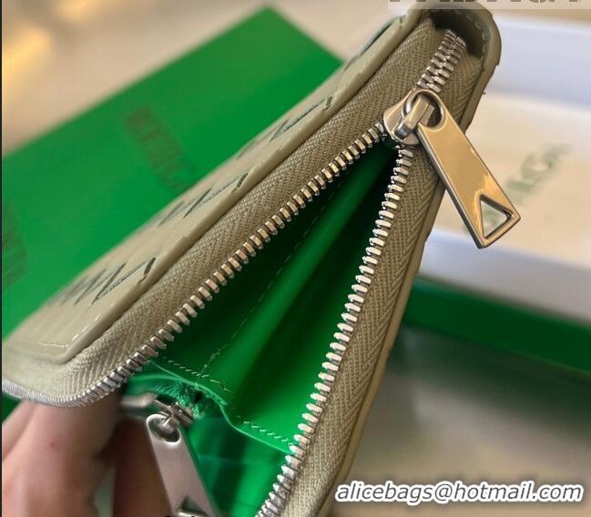 Top Quality Bottega Veneta Men's Intrecciato Zip Around Wallet Travertine/Parakeet 593217 Green 2023