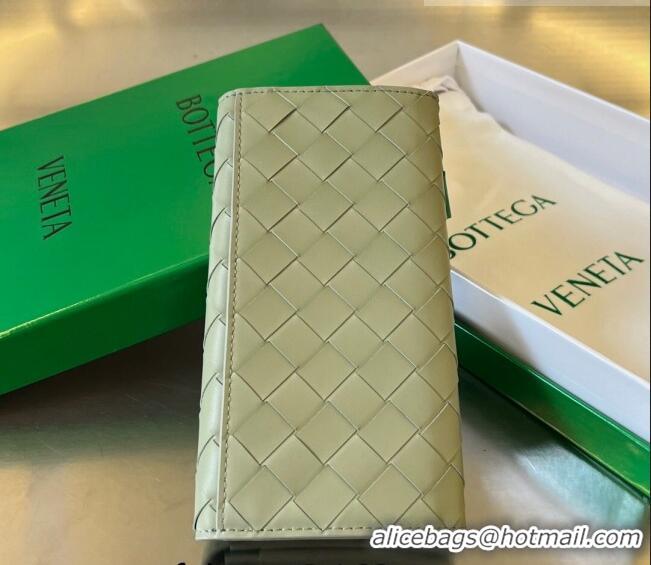 Promotional Bottega Veneta Men's Long Intrecciato Wallet 676593 Travertine / parakeet Green 2023