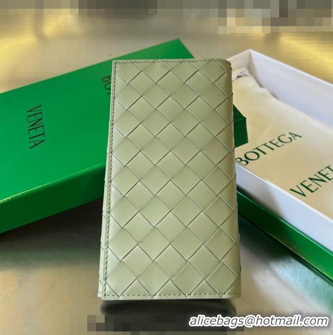 Promotional Bottega Veneta Men's Long Intrecciato Wallet 676593 Travertine / parakeet Green 2023