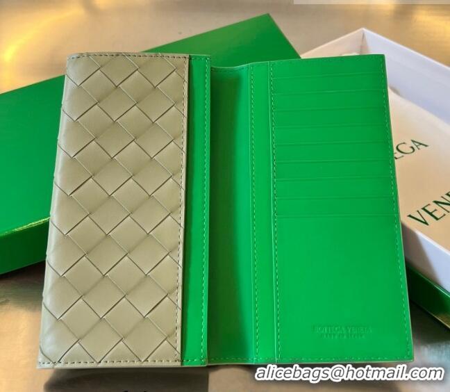 Promotional Bottega Veneta Men's Long Intrecciato Wallet 676593 Travertine / parakeet Green 2023