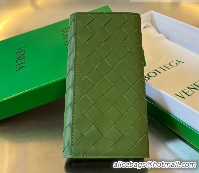 Big Discount Bottega Veneta Men's Long Intrecciato Wallet 676593 Avocado Green 2023