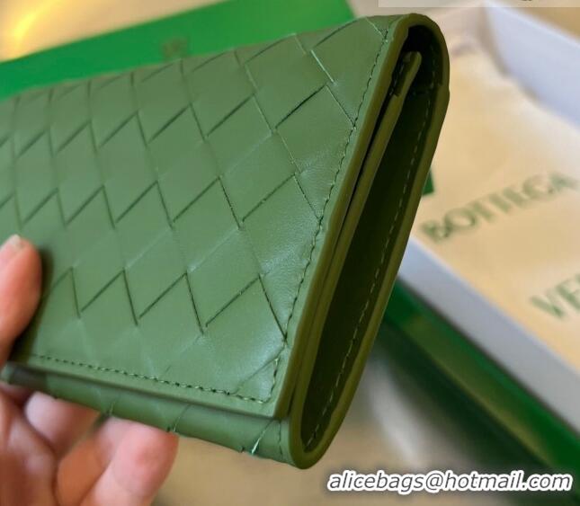 Big Discount Bottega Veneta Men's Long Intrecciato Wallet 676593 Avocado Green 2023