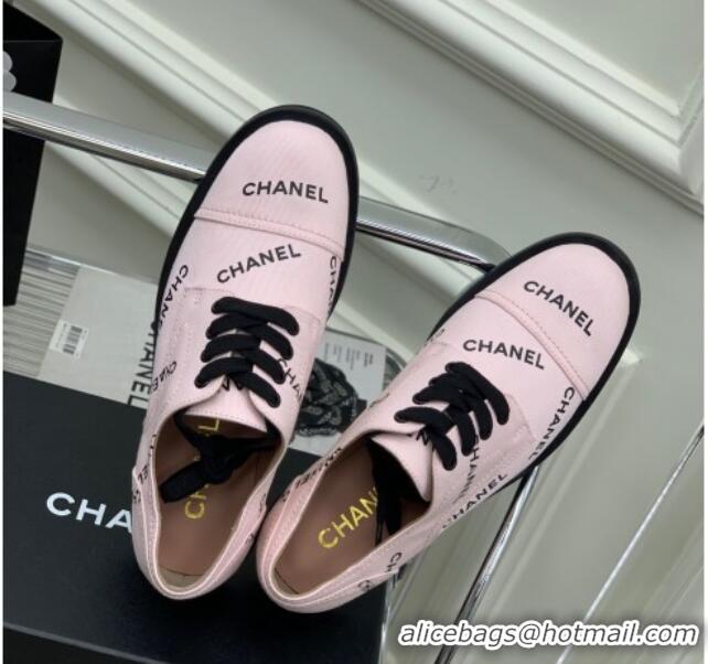 Pretty Style Chanel Printed Canvas Sneakers Pink 328122