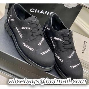 Best Grade Chanel Printed Canvas Sneakers Black 328123