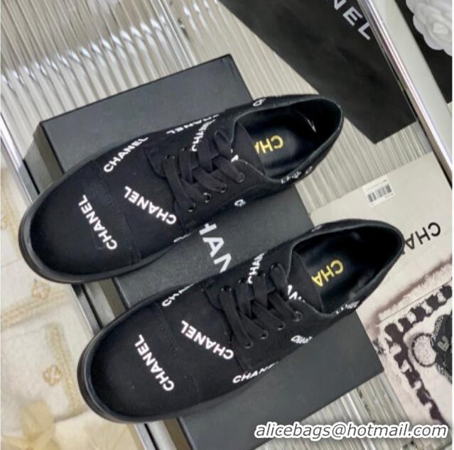 Best Grade Chanel Printed Canvas Sneakers Black 328123