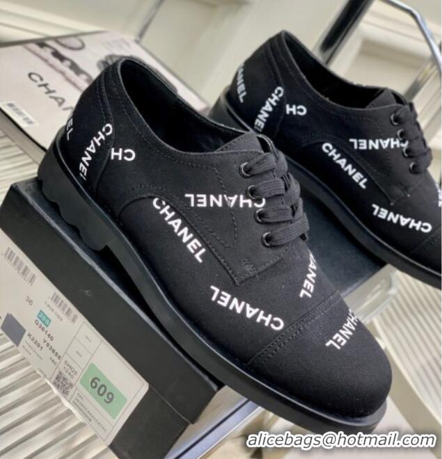 Best Grade Chanel Printed Canvas Sneakers Black 328123