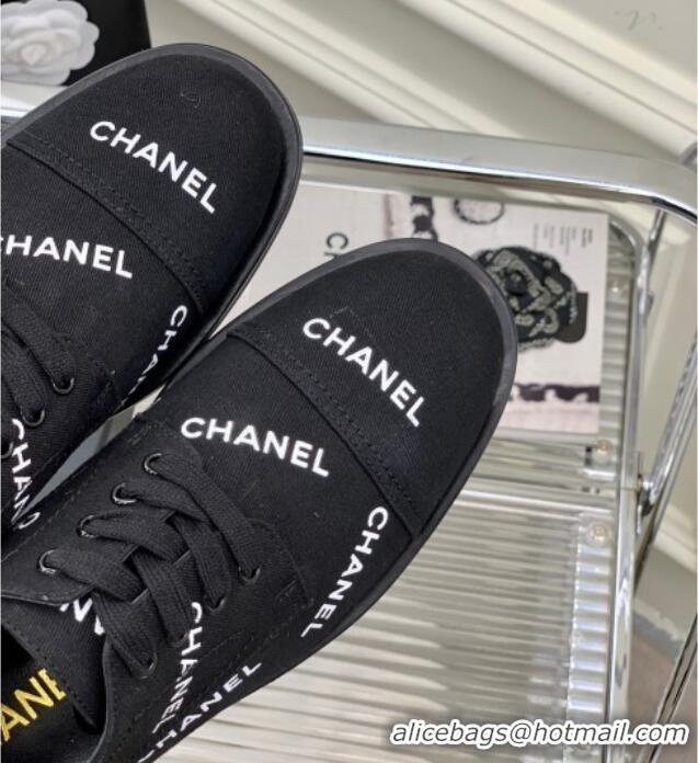 Best Grade Chanel Printed Canvas Sneakers Black 328123