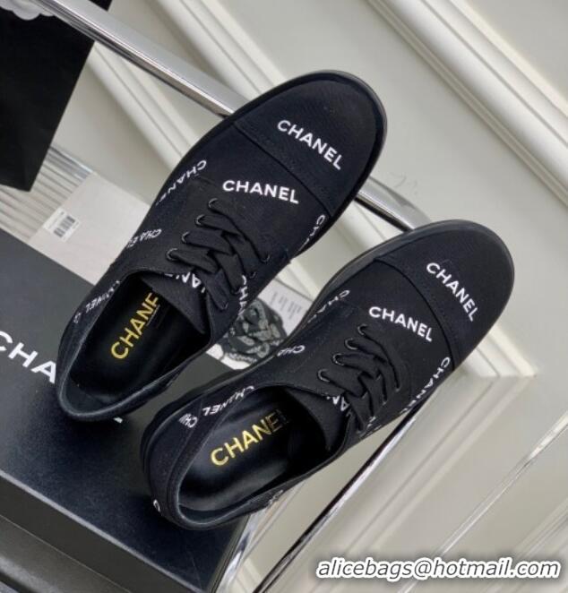 Best Grade Chanel Printed Canvas Sneakers Black 328123