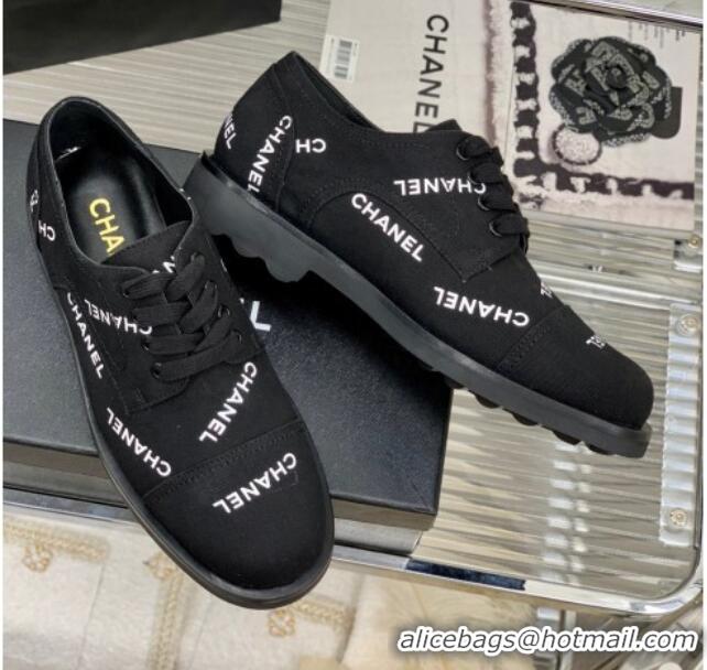 Best Grade Chanel Printed Canvas Sneakers Black 328123