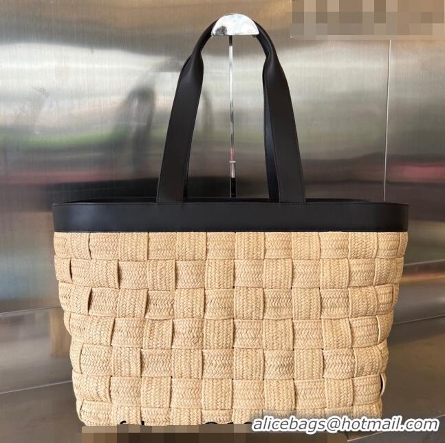 Big Discount Bottega Veneta Cassette Tote Bag in Intreccio Woven Raffia 730874 Natural /fondant 2023