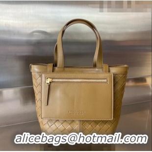 Promotional Bottega Veneta Small Flip Flap Tote Bag in Intrecciato Leather 754916 Brown 2023