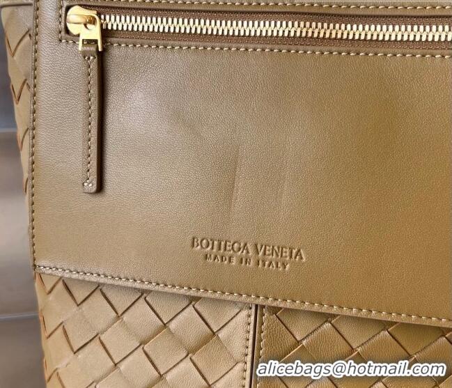 Promotional Bottega Veneta Small Flip Flap Tote Bag in Intrecciato Leather 754916 Brown 2023