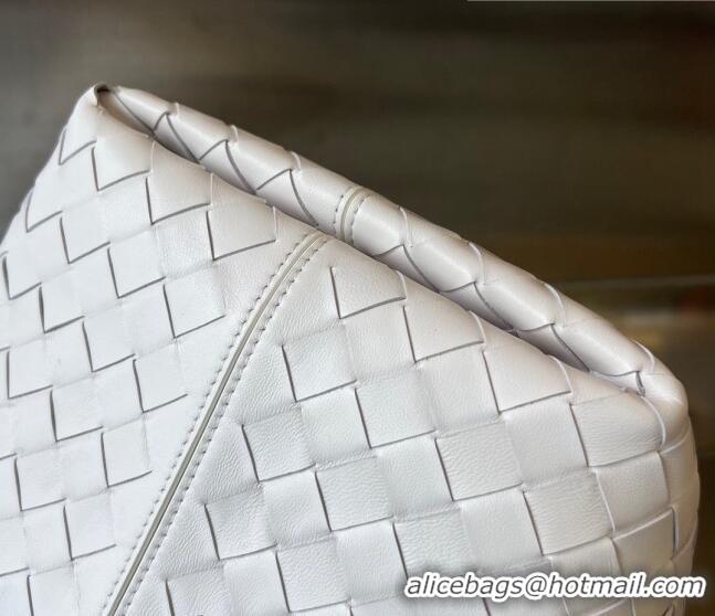 Famous Brand Bottega Veneta Small Flip Flap Tote Bag in Intrecciato Leather 754916 White 2023