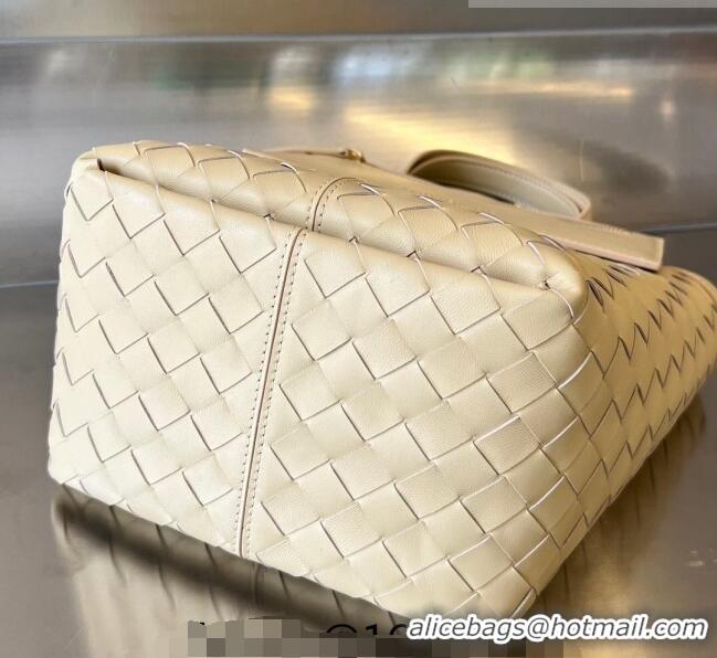 Promotional Bottega Veneta Small Flip Flap Tote Bag in Intrecciato Leather 754916 Oat Yellow 2023