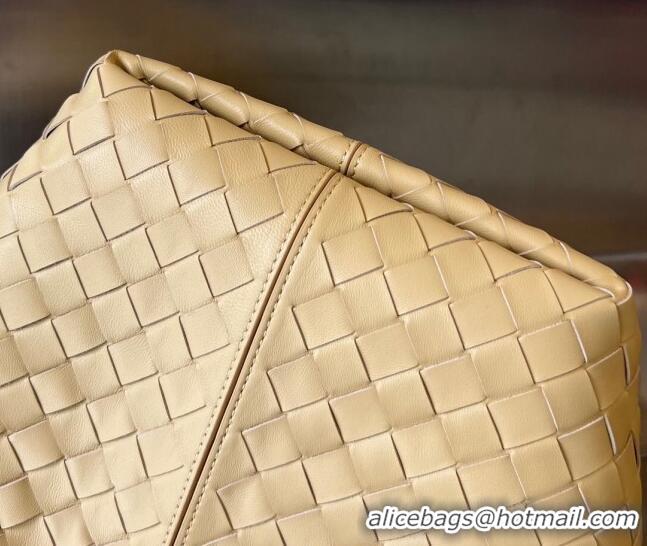 Promotional Bottega Veneta Small Flip Flap Tote Bag in Intrecciato Leather 754916 Oat Yellow 2023