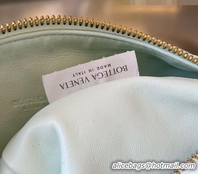 Top Grade Bottega Veneta Mini Wallace Hobo Bag in Intrecciato Leather 754443 Glacier Blue 2023