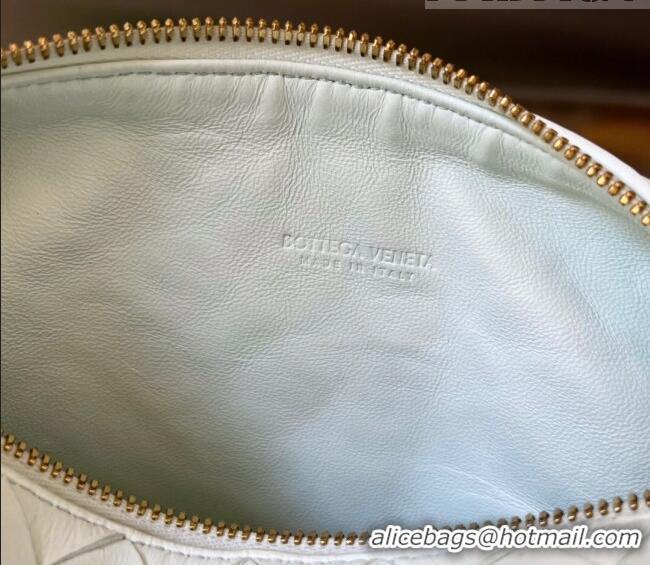 Top Grade Bottega Veneta Mini Wallace Hobo Bag in Intrecciato Leather 754443 Glacier Blue 2023