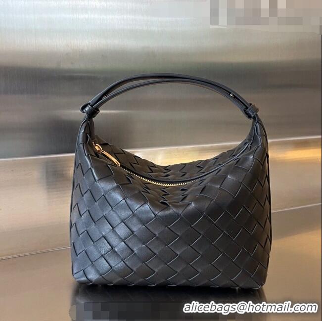 Good Product Bottega Veneta Mini Wallace Hobo Bag in Intrecciato Leather 754443 Black 2023