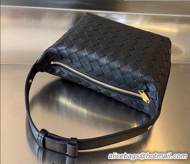 Good Product Bottega Veneta Mini Wallace Hobo Bag in Intrecciato Leather 754443 Black 2023