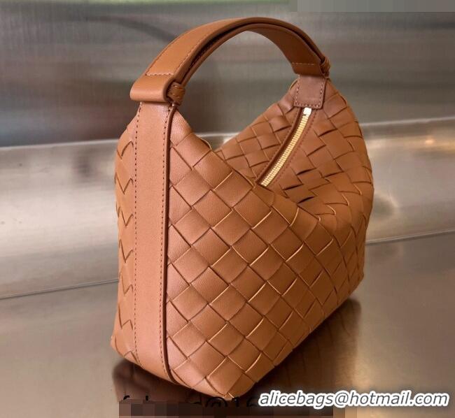 Super Quality Bottega Veneta Mini Wallace Hobo Bag in Intrecciato Leather 754443 Brown 2023