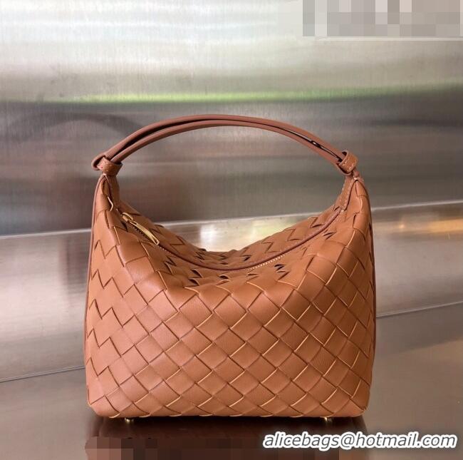 Super Quality Bottega Veneta Mini Wallace Hobo Bag in Intrecciato Leather 754443 Brown 2023