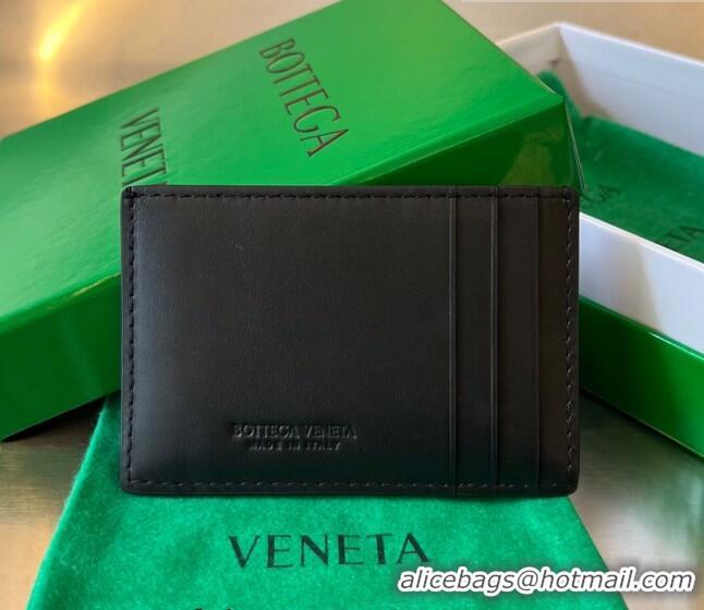 ​Inexpensive Bottega Veneta Cassette Credit Card Case with edge-stitching 748052 Black 2023