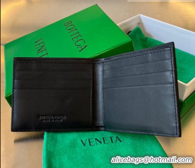 Pretty Style Bottega Veneta Cassette Bi-Fold Wallet with edge-stitching 743004 Black 2023