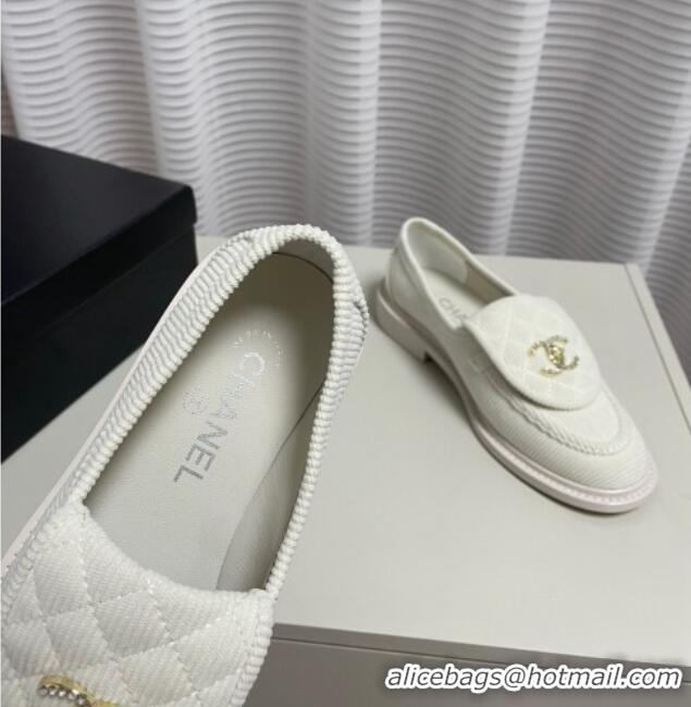 Best Product Chanel Corduroy Loafers G40027 White 328131