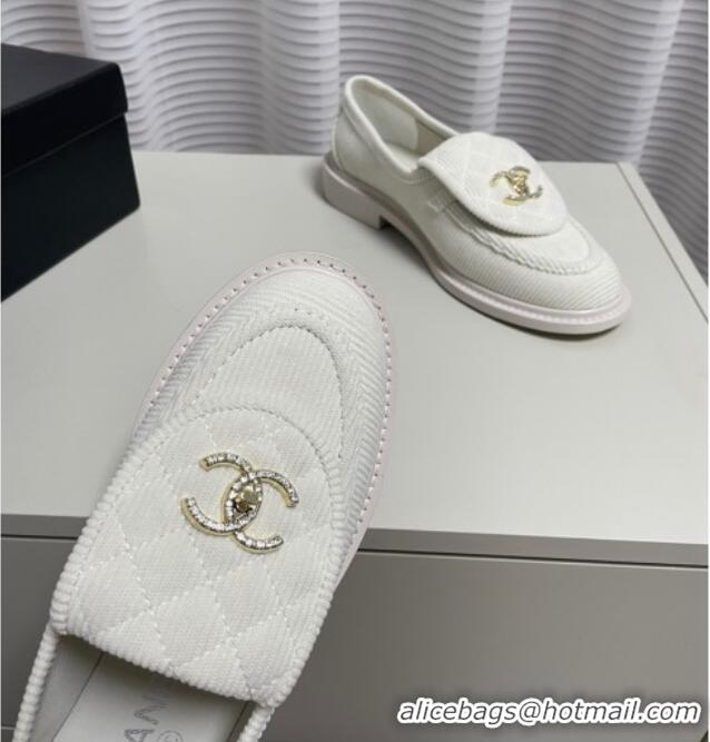 Best Product Chanel Corduroy Loafers G40027 White 328131