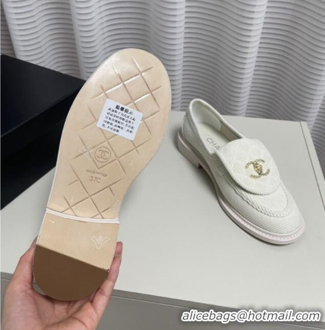 Best Product Chanel Corduroy Loafers G40027 White 328131