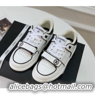 Low Price Chanel Leather & Denim Sneakers G33035 White 328132