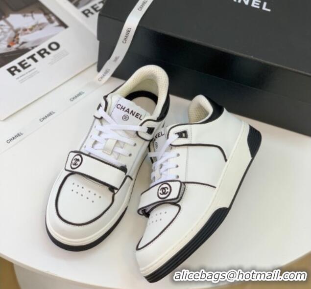 Low Price Chanel Leather & Denim Sneakers G33035 White 328132