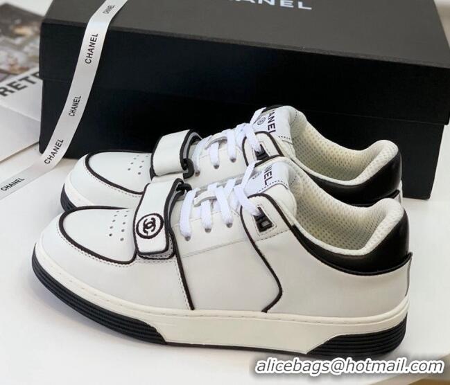 Low Price Chanel Leather & Denim Sneakers G33035 White 328132