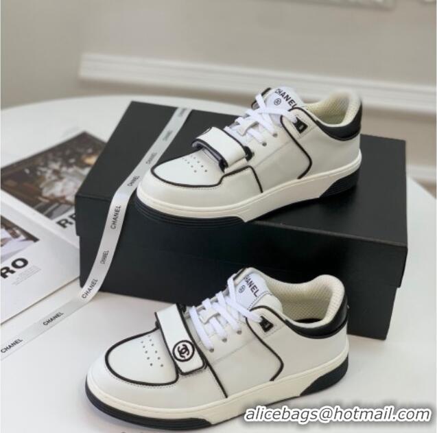 Low Price Chanel Leather & Denim Sneakers G33035 White 328132