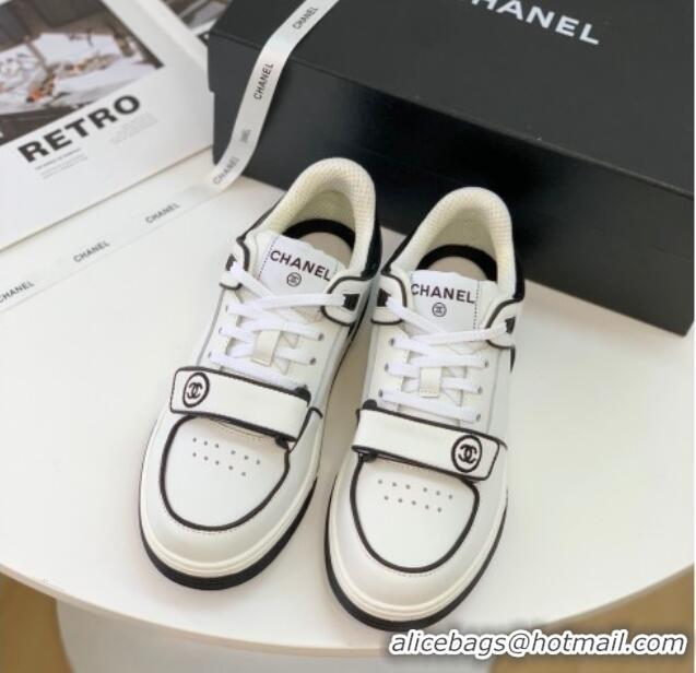 Low Price Chanel Leather & Denim Sneakers G33035 White 328132