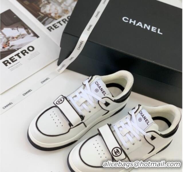 Low Price Chanel Leather & Denim Sneakers G33035 White 328132