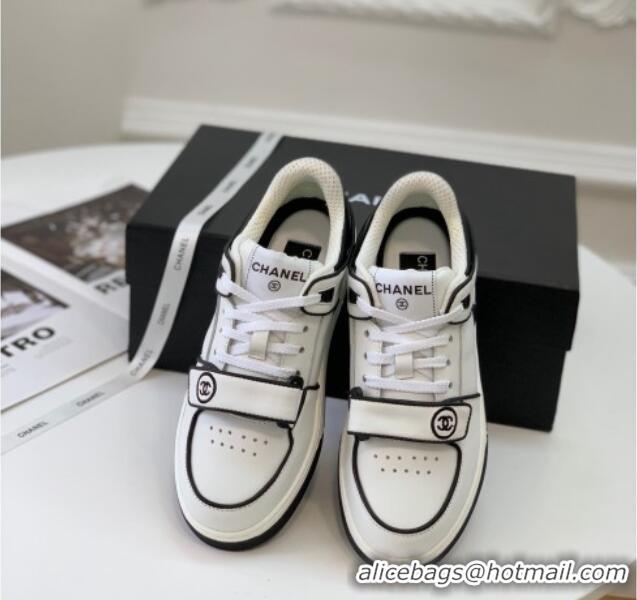 Low Price Chanel Leather & Denim Sneakers G33035 White 328132