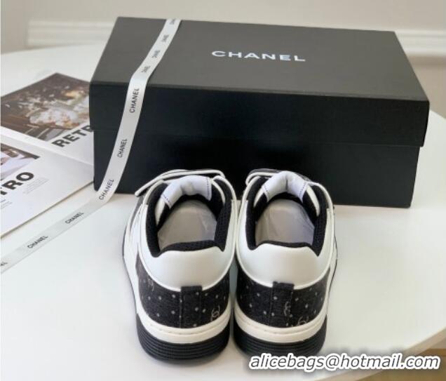 Best Price Chanel Leather & Denim Sneakers G33035 White/Black 328133