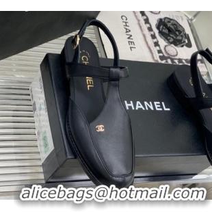 Duplicate Chanel Calfskin Flat Slingbacks Black 403067