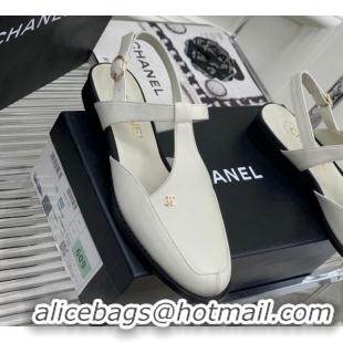 Purchase Chanel Calfskin Flat Slingbacks White 403066