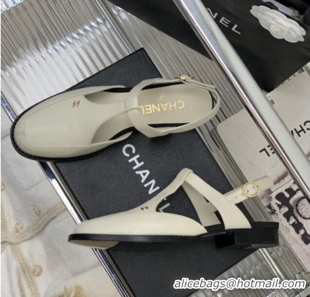 Purchase Chanel Calfskin Flat Slingbacks White 403066